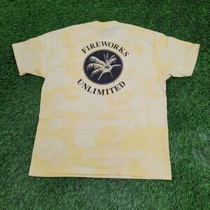 Vintage 90s Hanes Shirt L/XL 23x28 Yellow Fireworks Unlimited